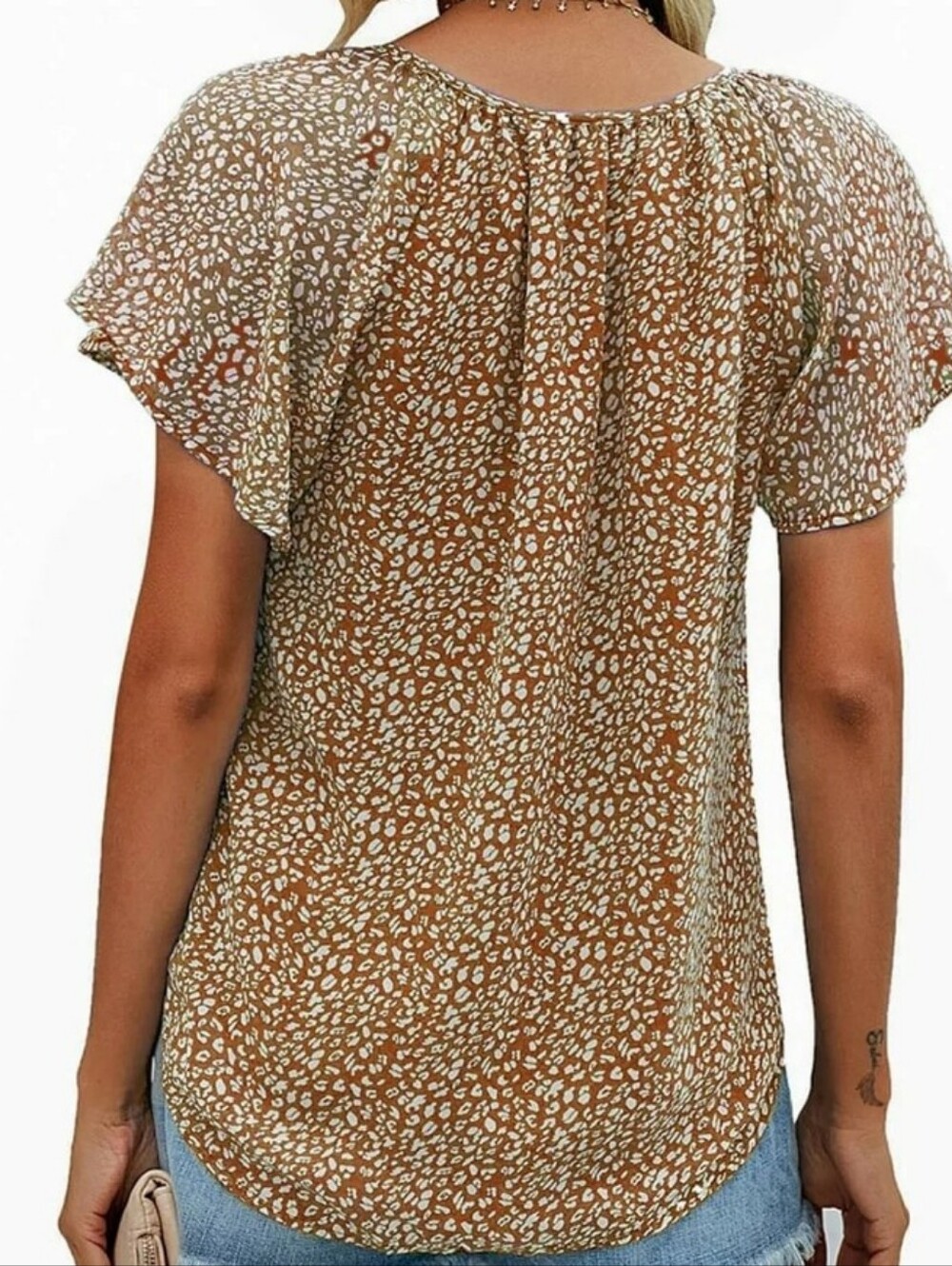 Fantaslook Blouse for Women Floral Print VNeck Ruffle Short Sleeve Shirt XXL NWT - Picture 7 of 7